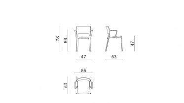 stoel in kunststof met armleuningen | art 15.3602